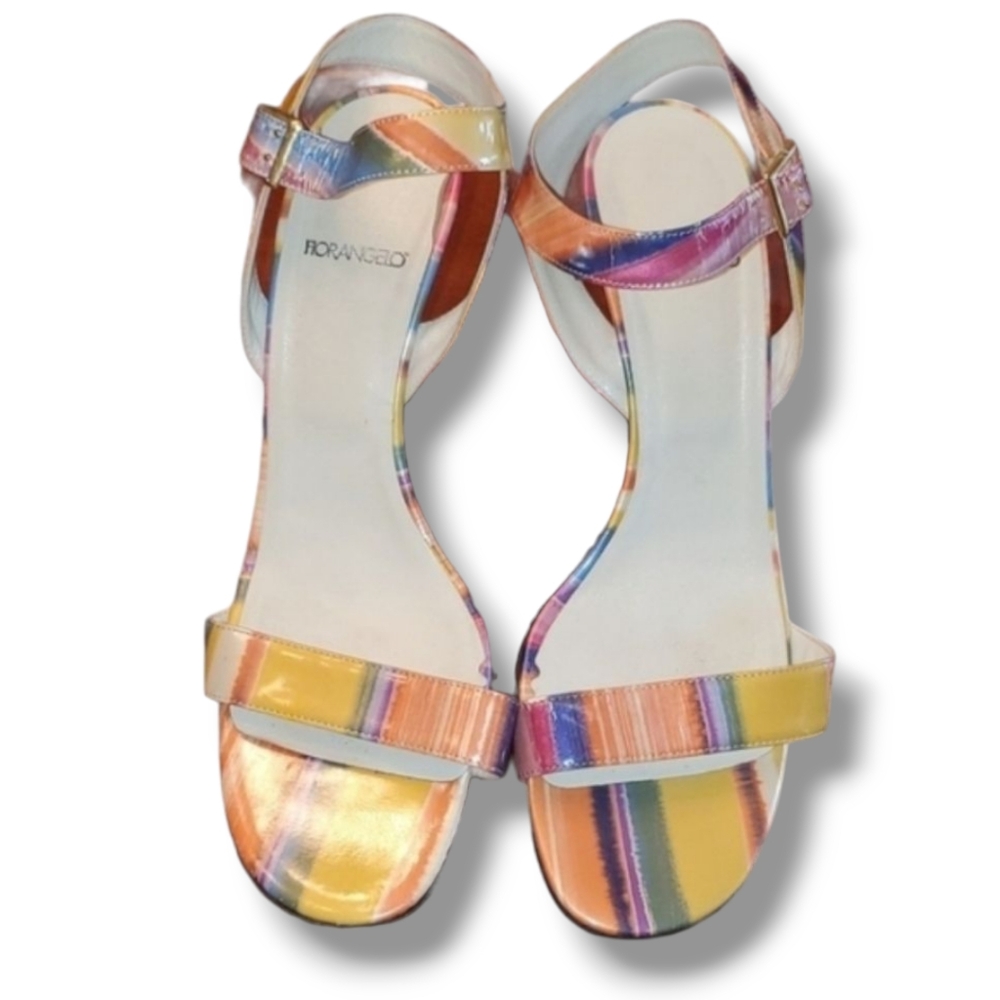 Fiorangelo Rainbow Striped Heeled Sandals